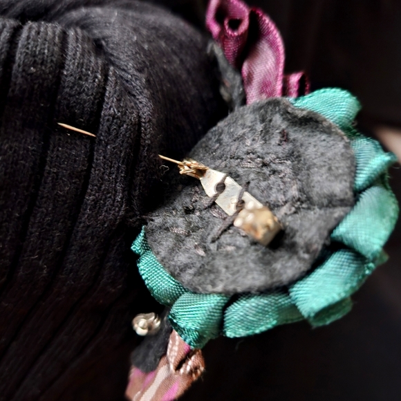 Spanner Vintage Black Knit Sweater Top Oversized Collar Long Ribbed Sleeve Sz. L - Picture 5 of 16